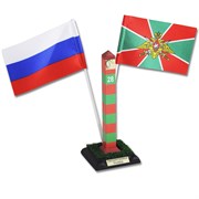 Пограничный столб "РФ" с флагами России-Пограничные войска